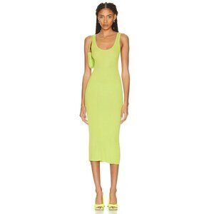 Enza Costa Silk Rib Tank Midi Dress in Kiwi Large Womens Stretchy Bodycon